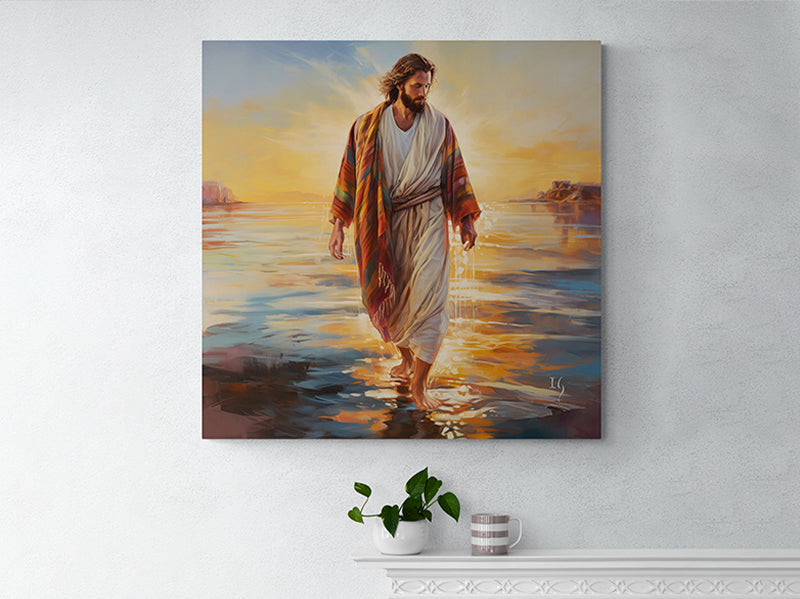 Canvas print 'Jesus: The Light of Love' showcases a joyous portrayal of Jesus with warm, radiant brushstrokes, by Ivan Guaderrama.