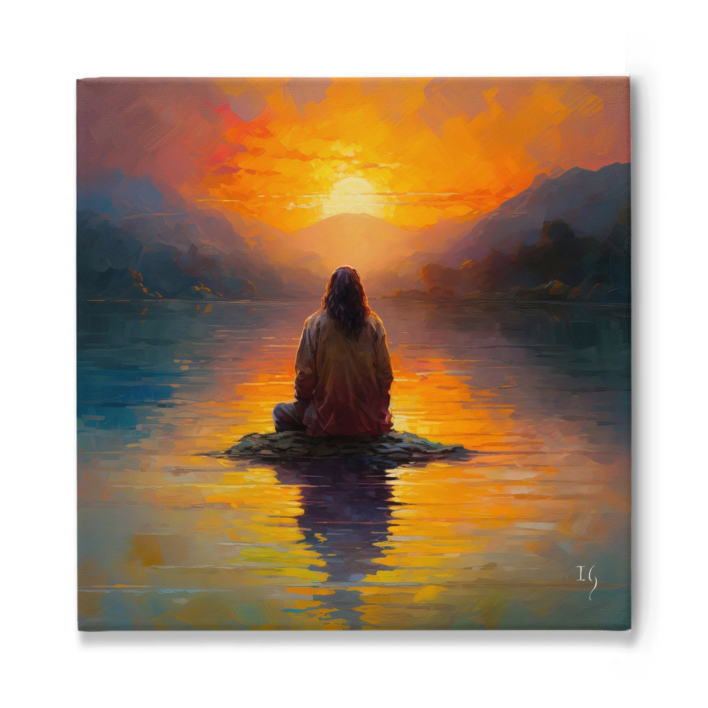 Self-Discovery Art: Jesus at Sunset, Spiritual Wall Decor