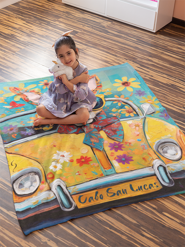 Vibrant artwork featuring a cheerful Chihuahua and beach vibes with acrylic hues