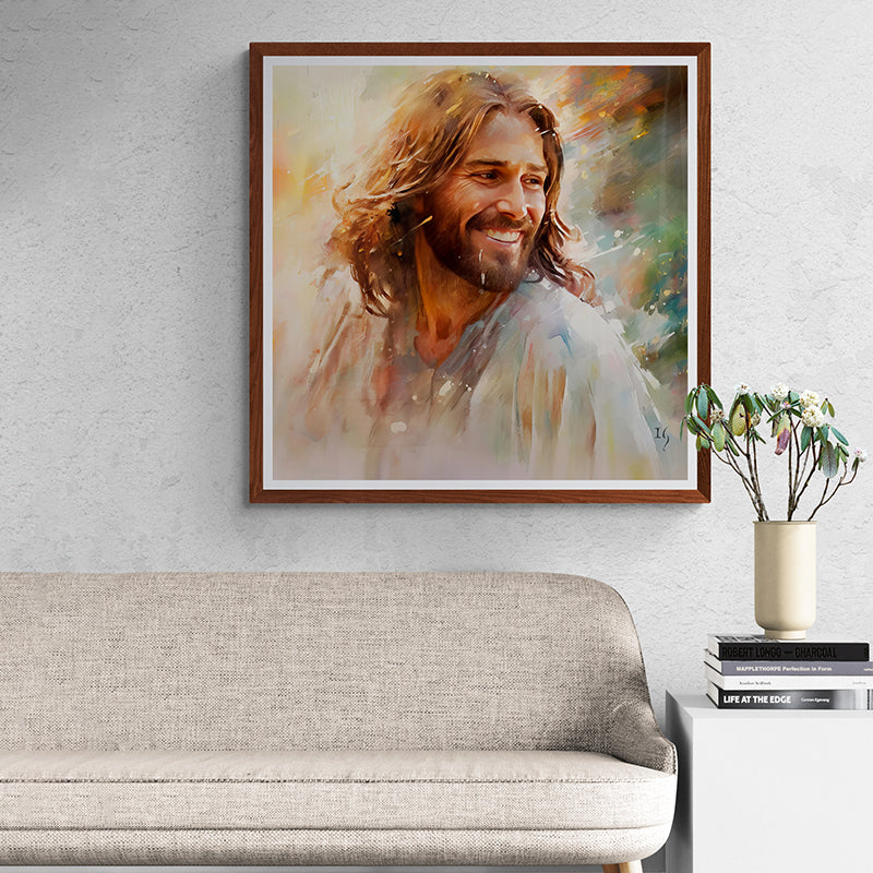 Portrait of Jesus with a warm, serene smile