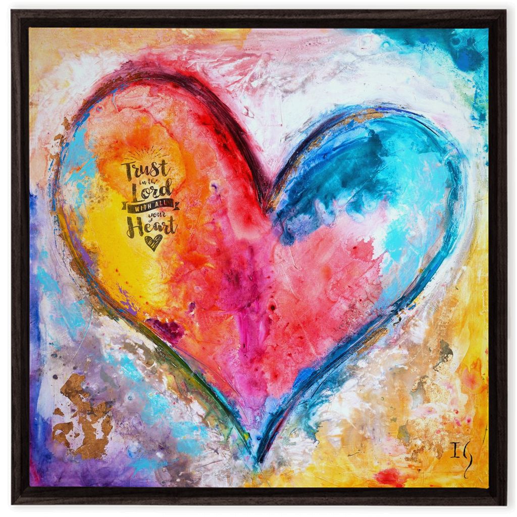 Trust In The Lord artwork detail - heart painting canvas print wall art