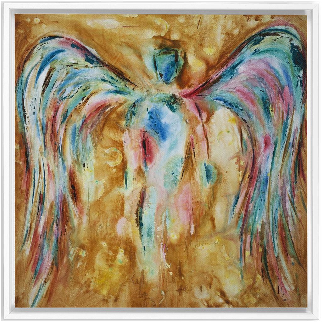 Golden Angel artwork detail - interactive canvas print that comes alive with mobile app wall art