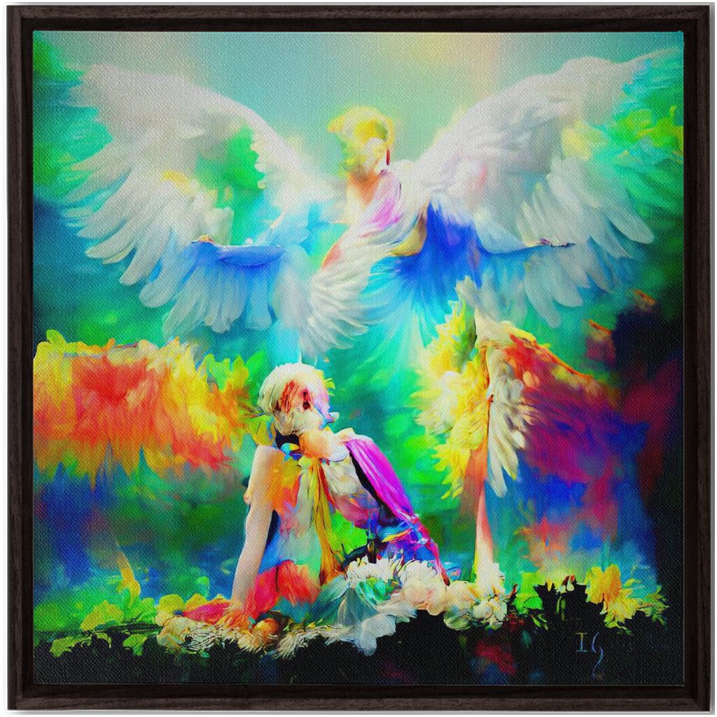 Daniel and the Lions’ Den artwork detail - angel painting canvas print wall art