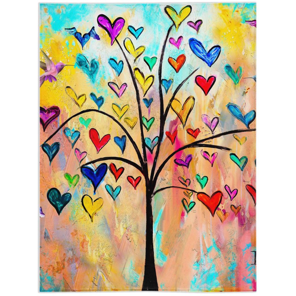 Tree of Hearts Minky Blankets canvas print in room setting - christian blanket by Ivan Guaderrama