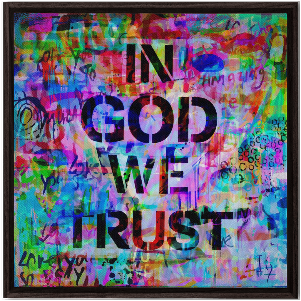 In God We Trust artwork detail - interactive canvas print that comes alive with mobile app wall art