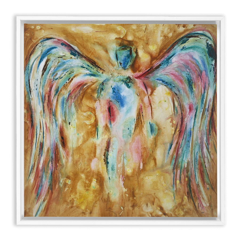 Golden Angel artwork detail - interactive canvas print that comes alive with mobile app wall art