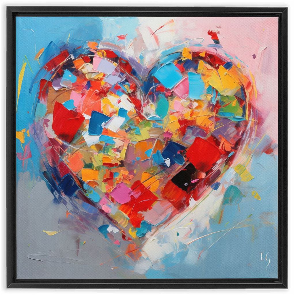Expressive Love artwork detail - heart painting canvas print wall art