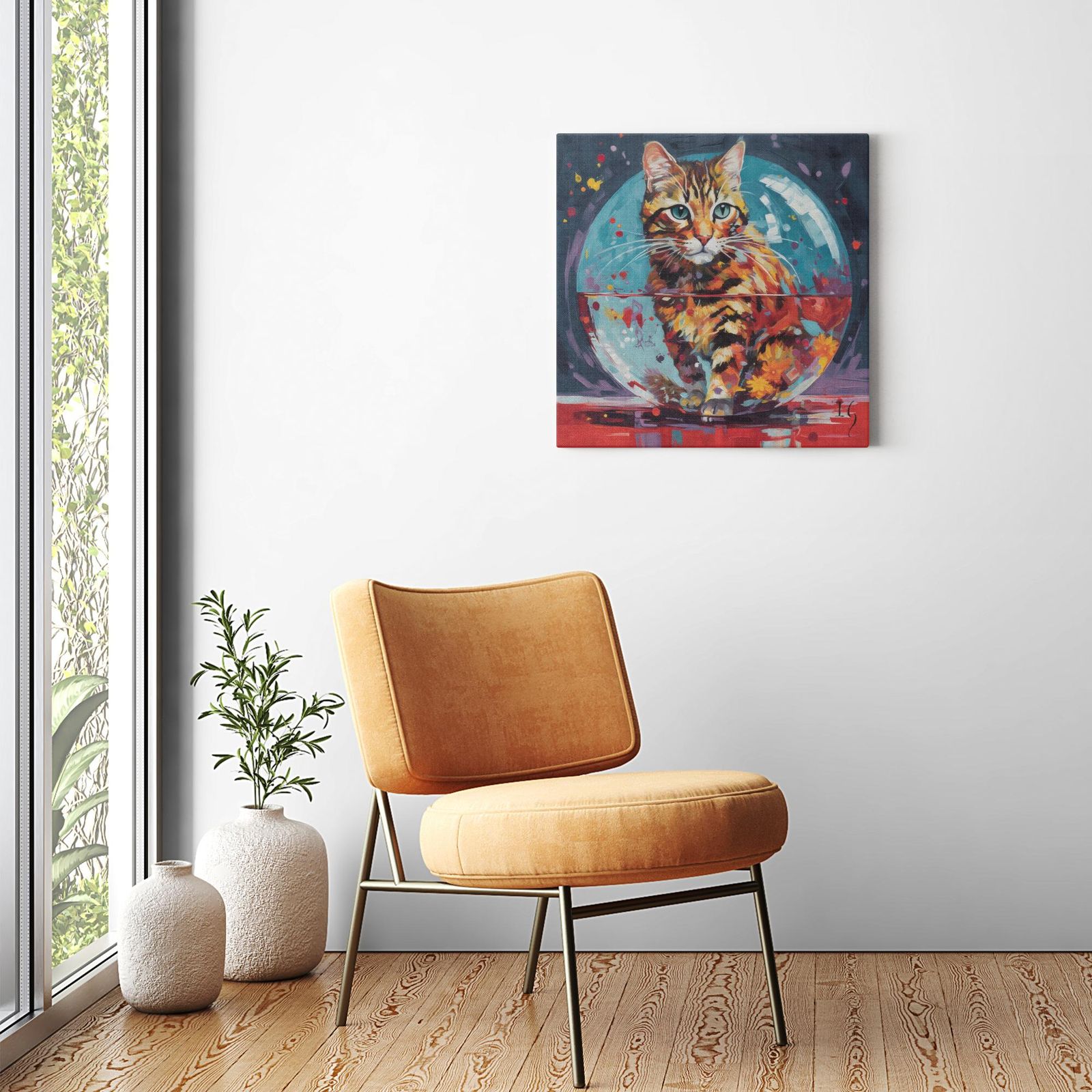 Defying the Rules artwork detail - colorful pet portrait art wall art