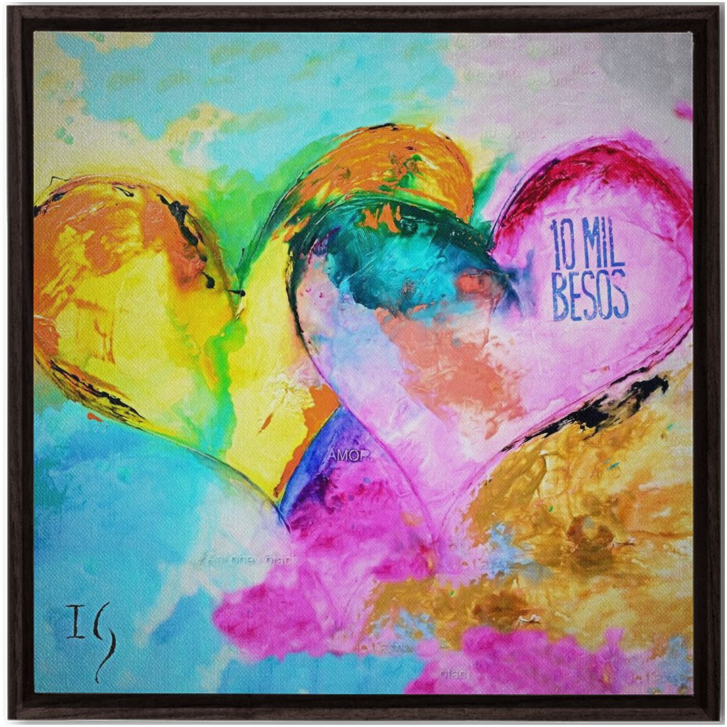 10 mil besos artwork detail - heart painting canvas print wall art