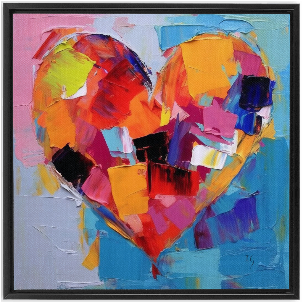 Vibrant Love's artwork detail - heart painting canvas print wall art