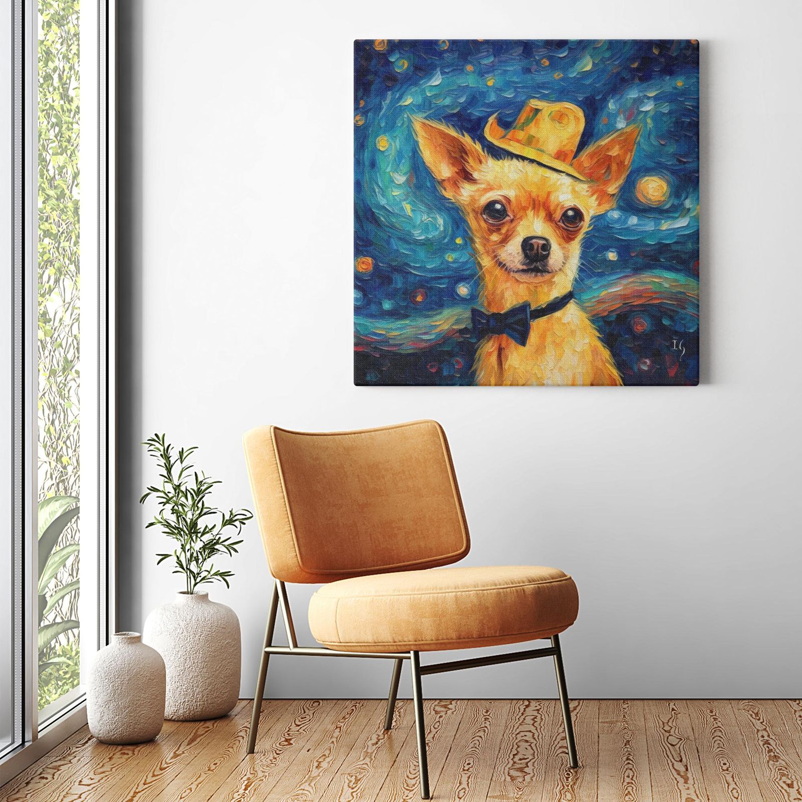 Twinkle in Canine Eyes artwork detail - colorful pet portrait art wall art