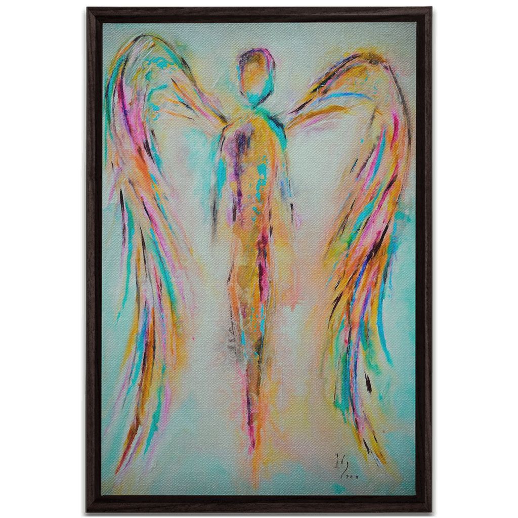 Guardian Angel artwork detail - angel painting canvas print wall art