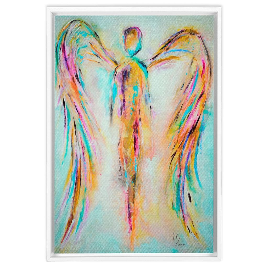 Guardian Angel artwork detail - angel painting canvas print wall art