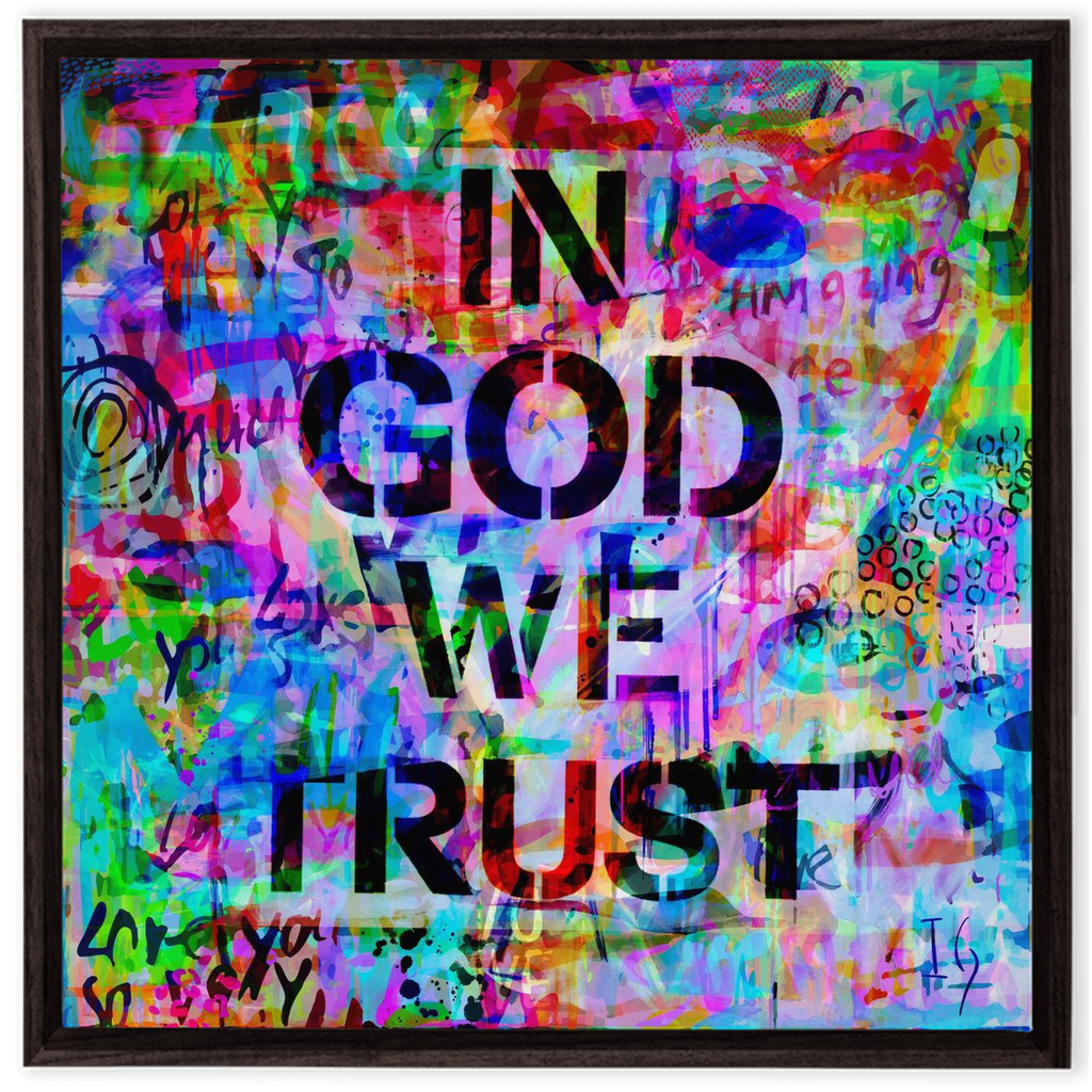 In God We Trust artwork detail - interactive canvas print that comes alive with mobile app wall art
