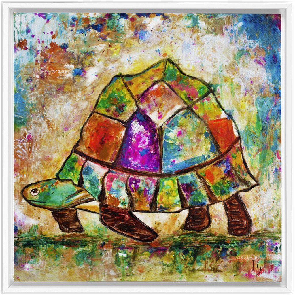 Sea Turtle Painting artwork detail - interactive canvas print that comes alive with mobile app wall art