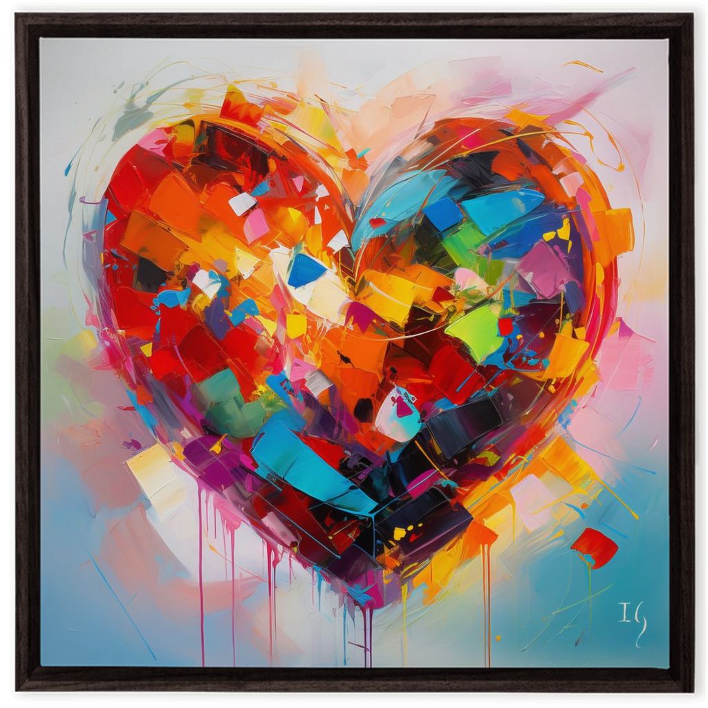 Colorful Fresh Emotions artwork detail - heart painting canvas print wall art