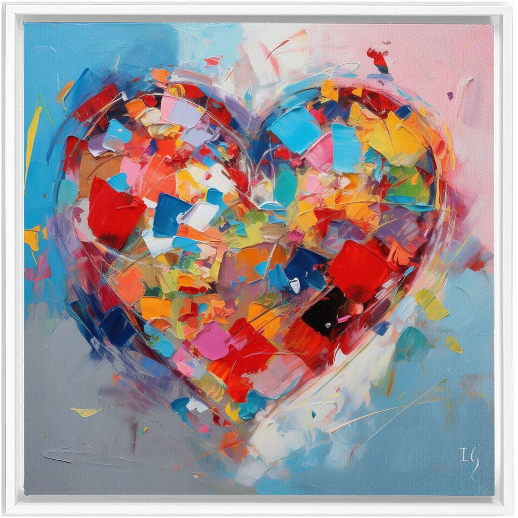 Expressive Love artwork detail - heart painting canvas print wall art