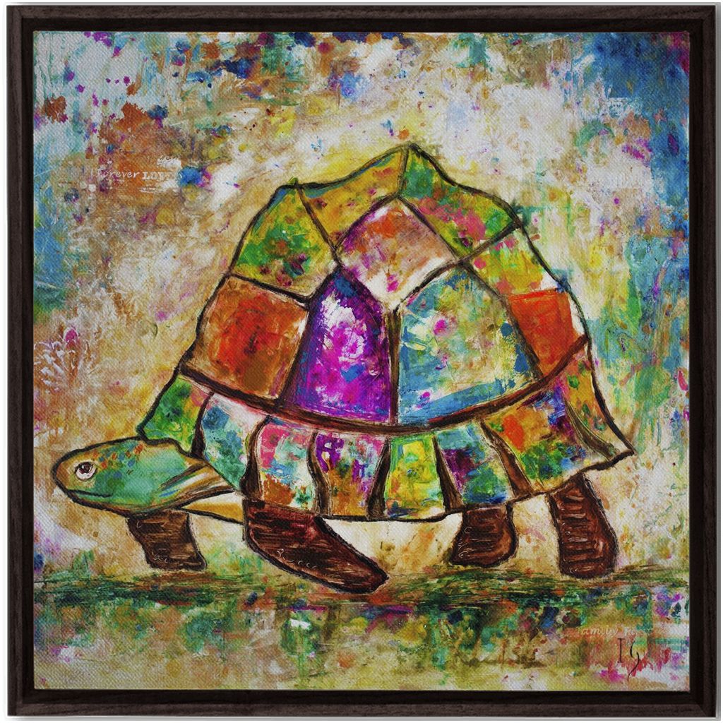 Sea Turtle Painting artwork detail - interactive canvas print that comes alive with mobile app wall art