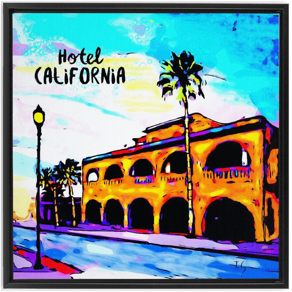 Hotel California artwork detail - interactive canvas print that comes alive with mobile app wall art
