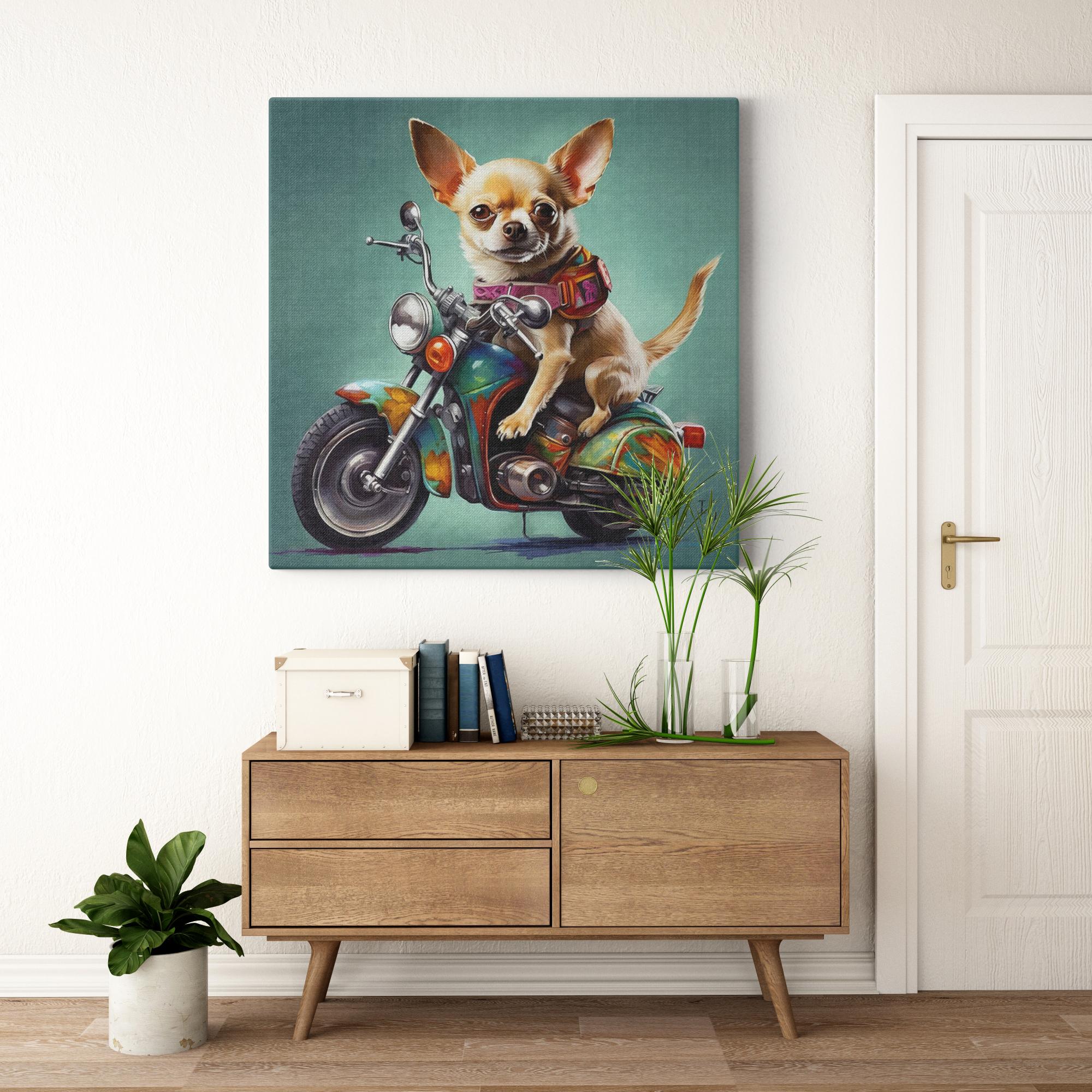 Chihuahua Escapade artwork detail - colorful pet portrait art wall art