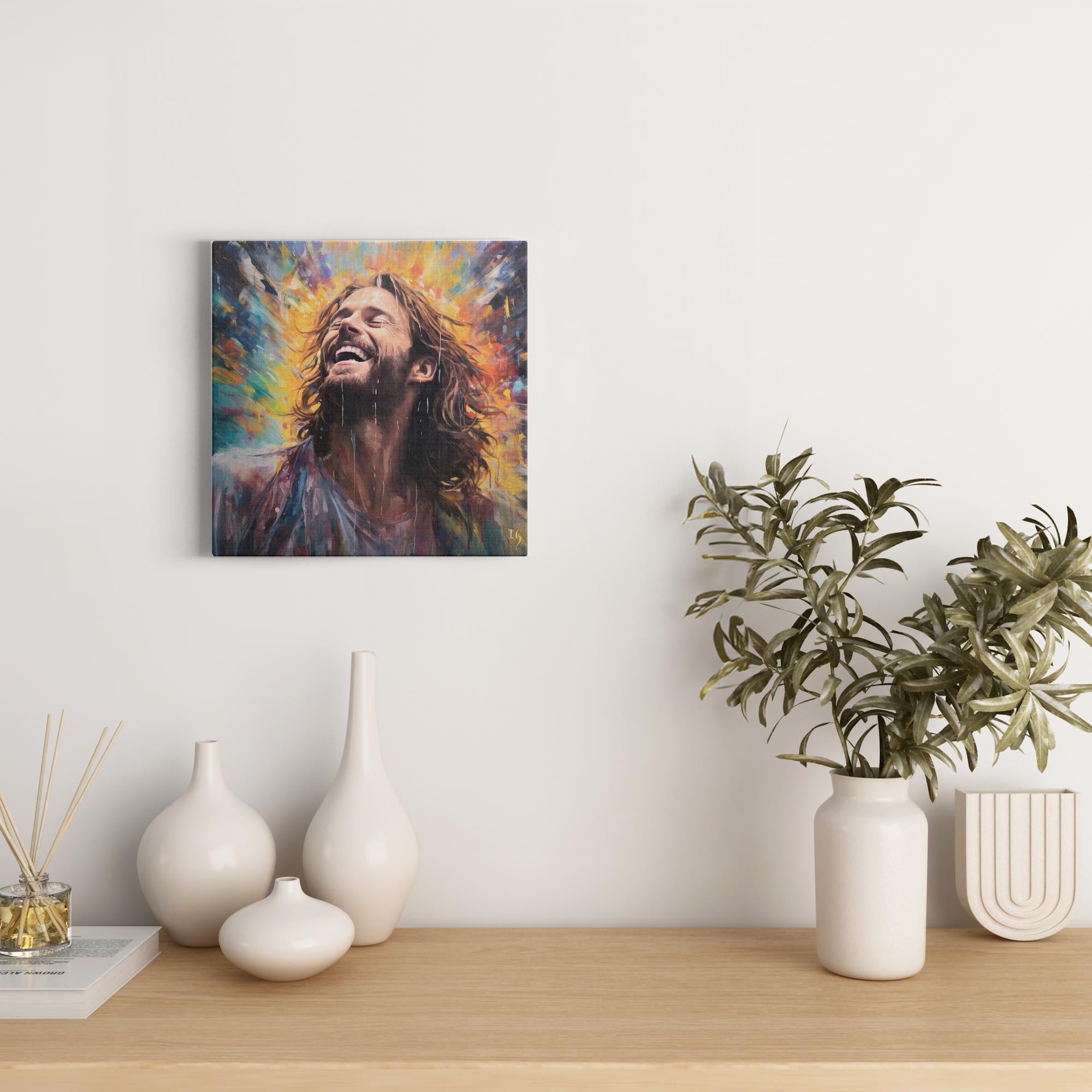 Jesus - Rapture in Rain and Radiance artwork detail - smiling Jesus painting wall art