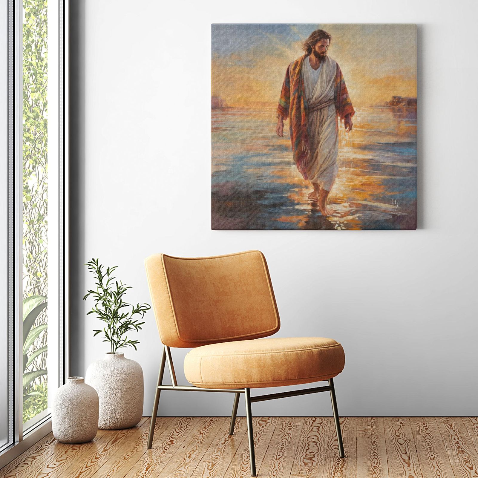 Jesus' Serenity artwork detail - interactive canvas print that comes alive with mobile app wall art