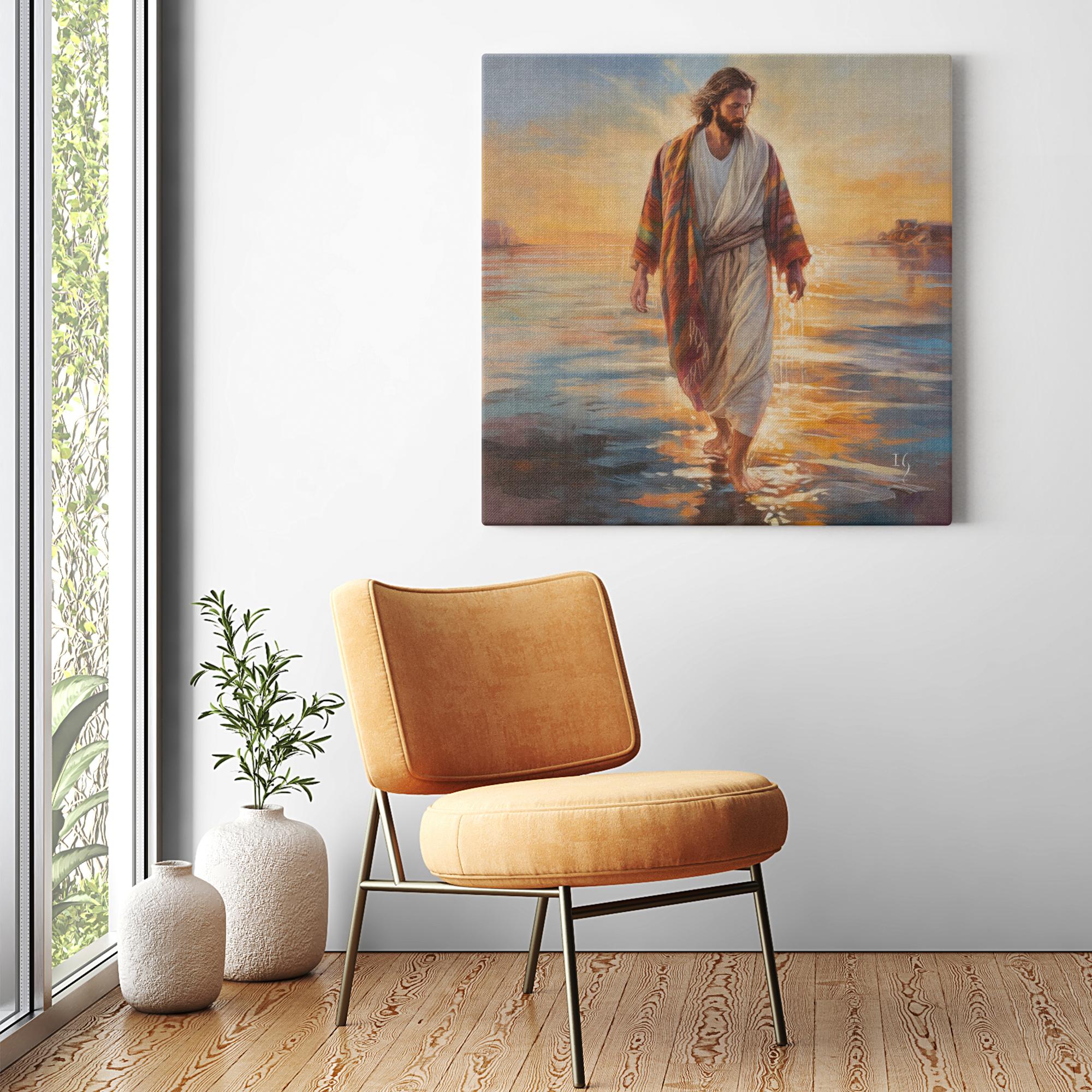 Jesus' Serenity artwork detail - interactive canvas print that comes alive with mobile app wall art