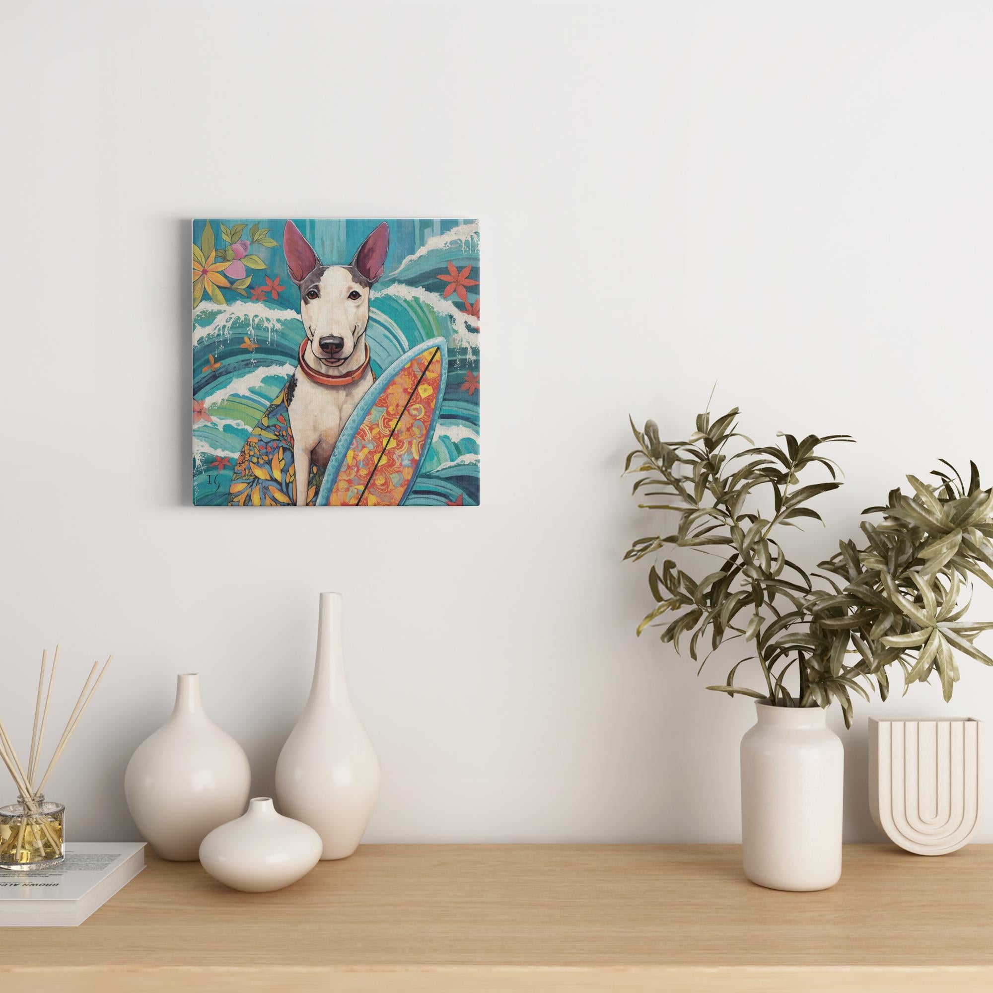 Ode to Wild Waves artwork detail - colorful pet portrait art wall art