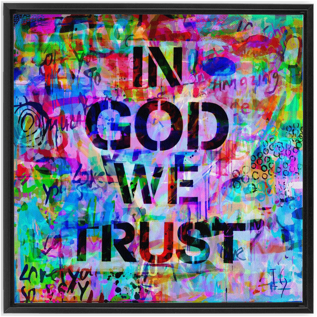 In God We Trust artwork detail - interactive canvas print that comes alive with mobile app wall art