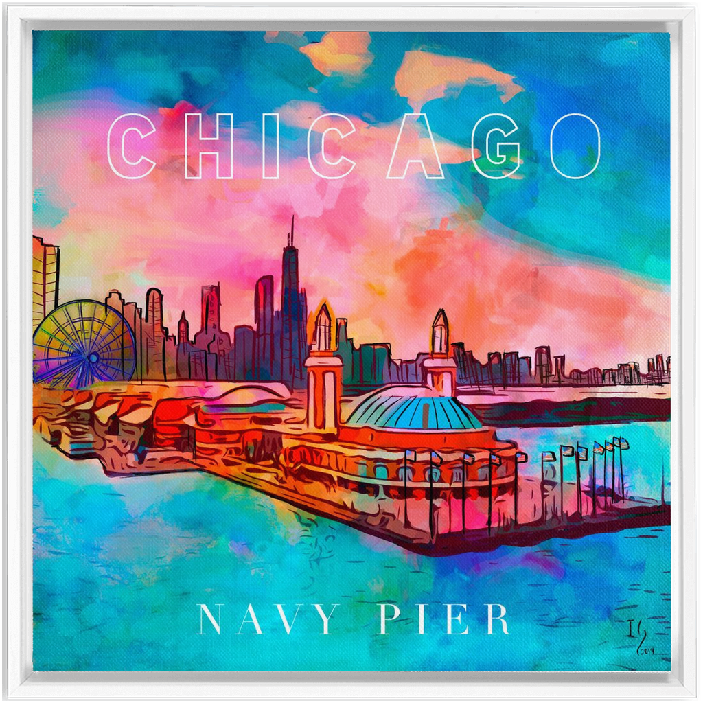 Navy Pier Chicago artwork detail - commission art canvas print wall art