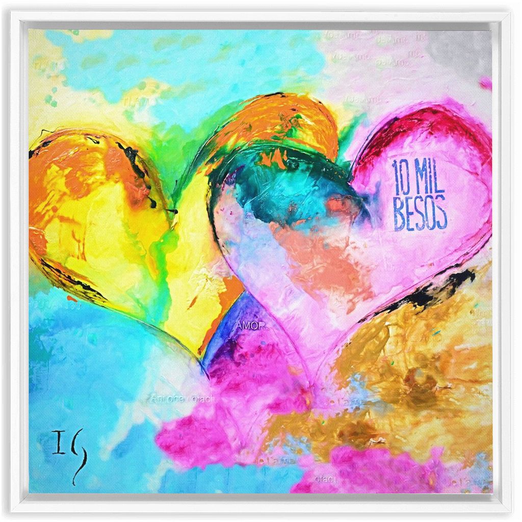 10 mil besos artwork detail - heart painting canvas print wall art