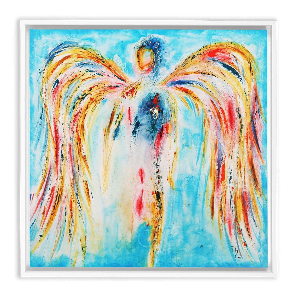 Leaning on the Everlasting Arms artwork detail - angel painting canvas print wall art