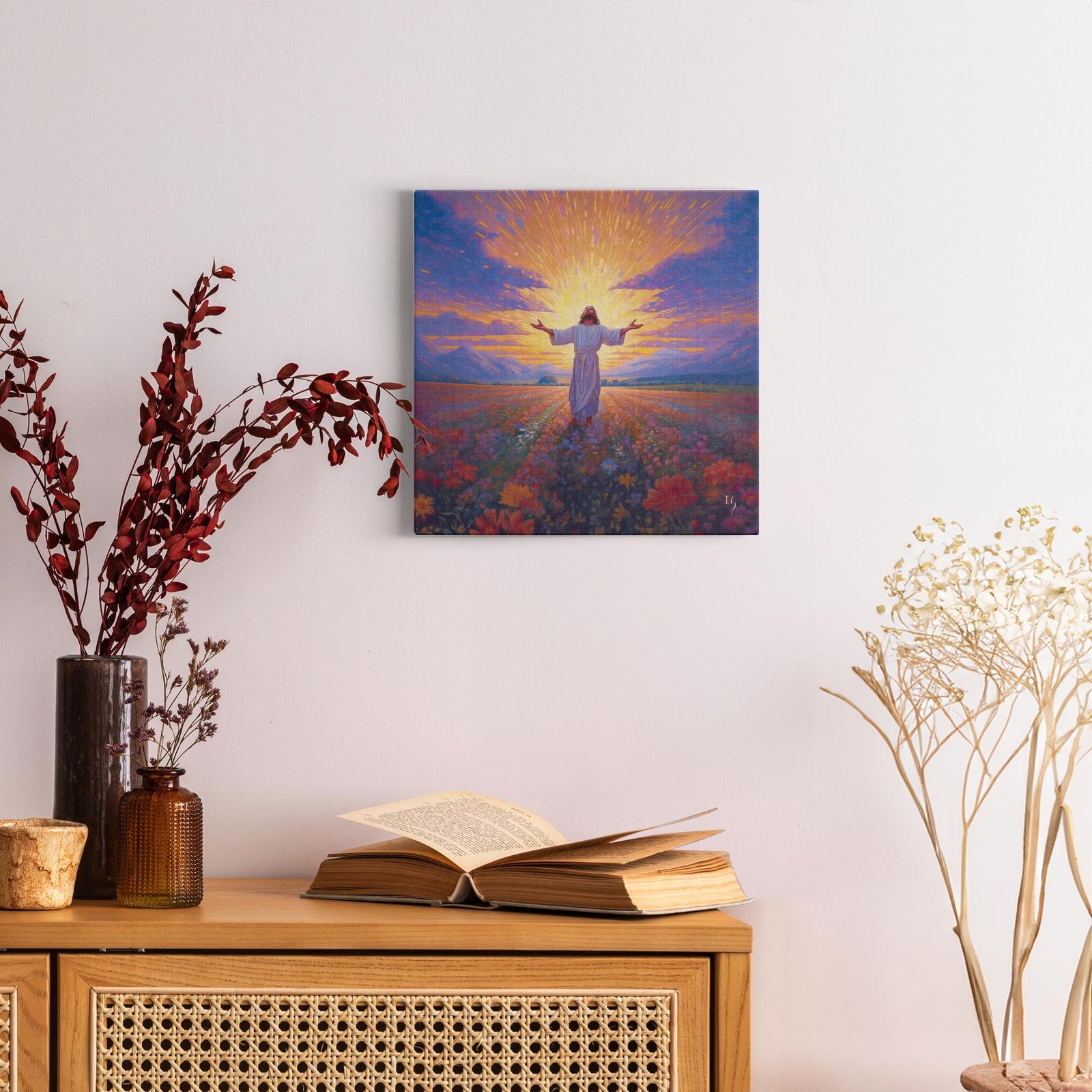 Jesus - The Symbol of Hope artwork detail - smiling Jesus painting wall art