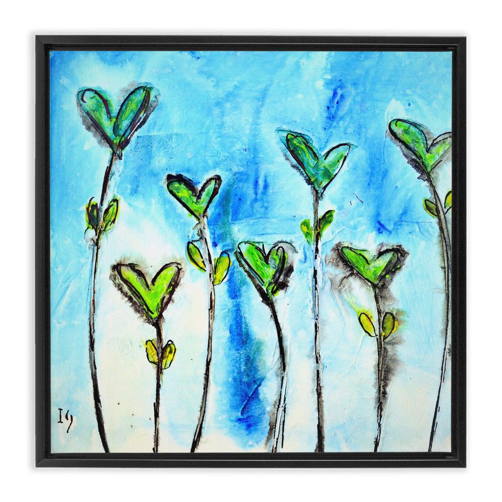 Love Flowers artwork detail - heart painting canvas print wall art
