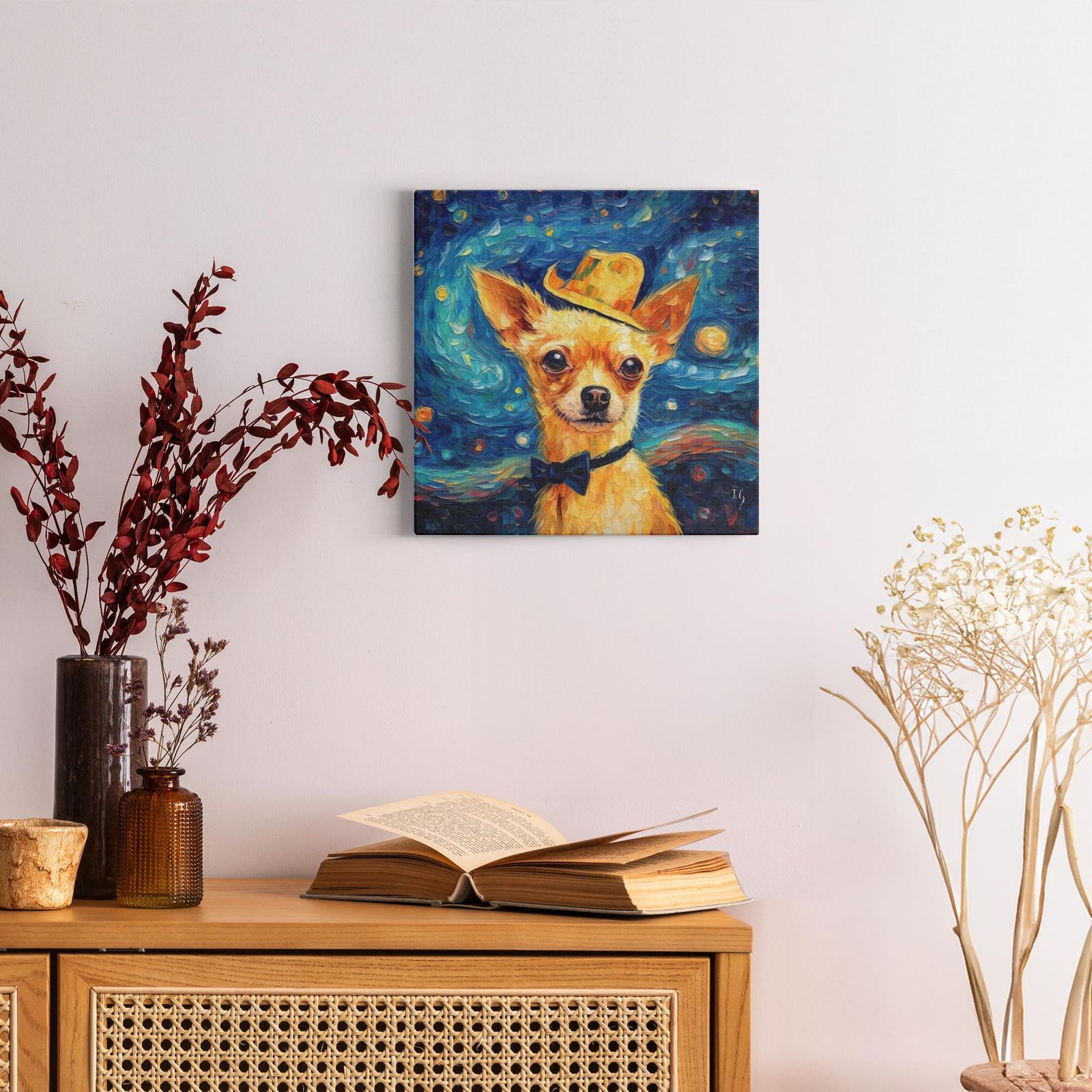 Twinkle in Canine Eyes artwork detail - colorful pet portrait art wall art