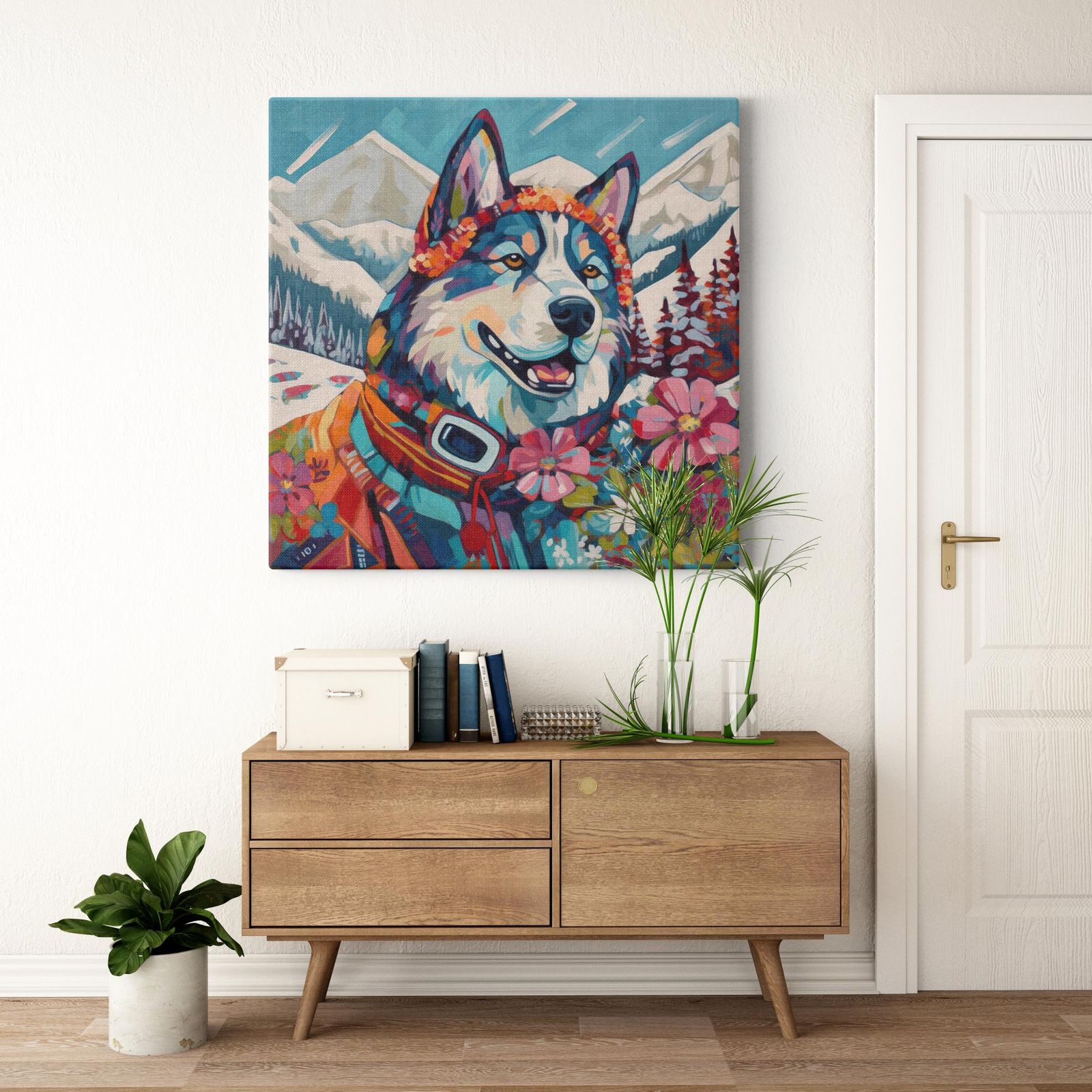 Dreams Await artwork detail - colorful pet portrait art wall art