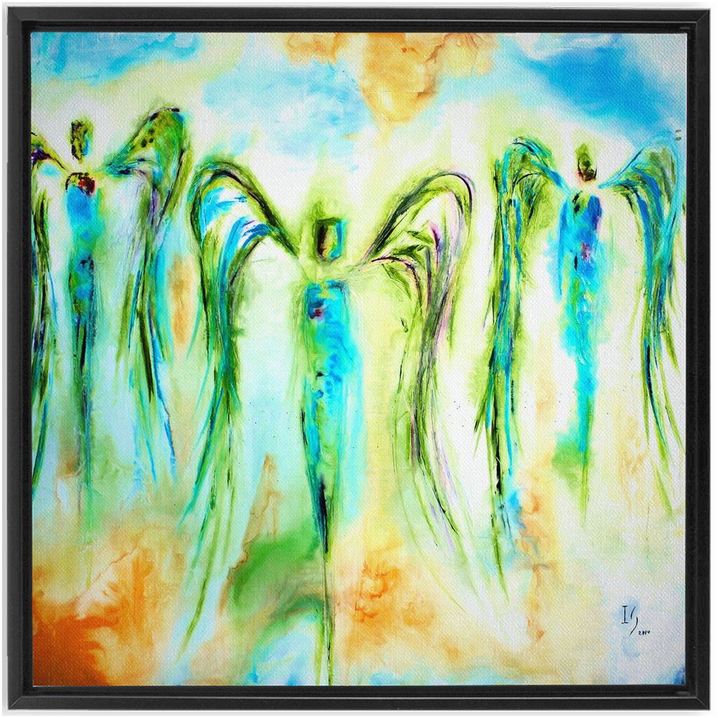 Celestial Choir artwork detail - angel painting canvas print wall art