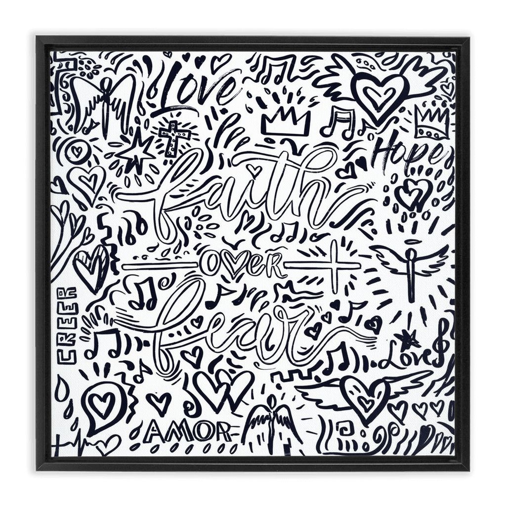 Colors of Faith Edition- Faith Over Fear artwork detail - interactive canvas print that comes alive with mobile app wall art