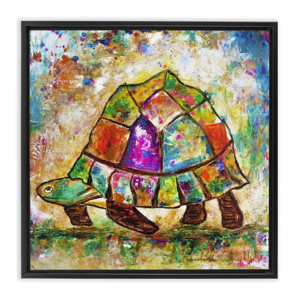 Sea Turtle Painting artwork detail - interactive canvas print that comes alive with mobile app wall art