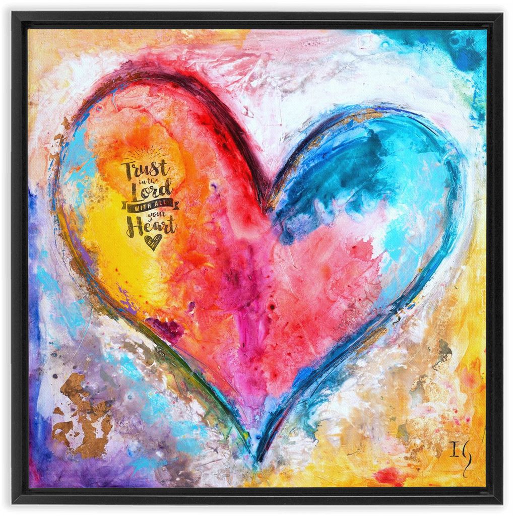 Trust In The Lord artwork detail - heart painting canvas print wall art