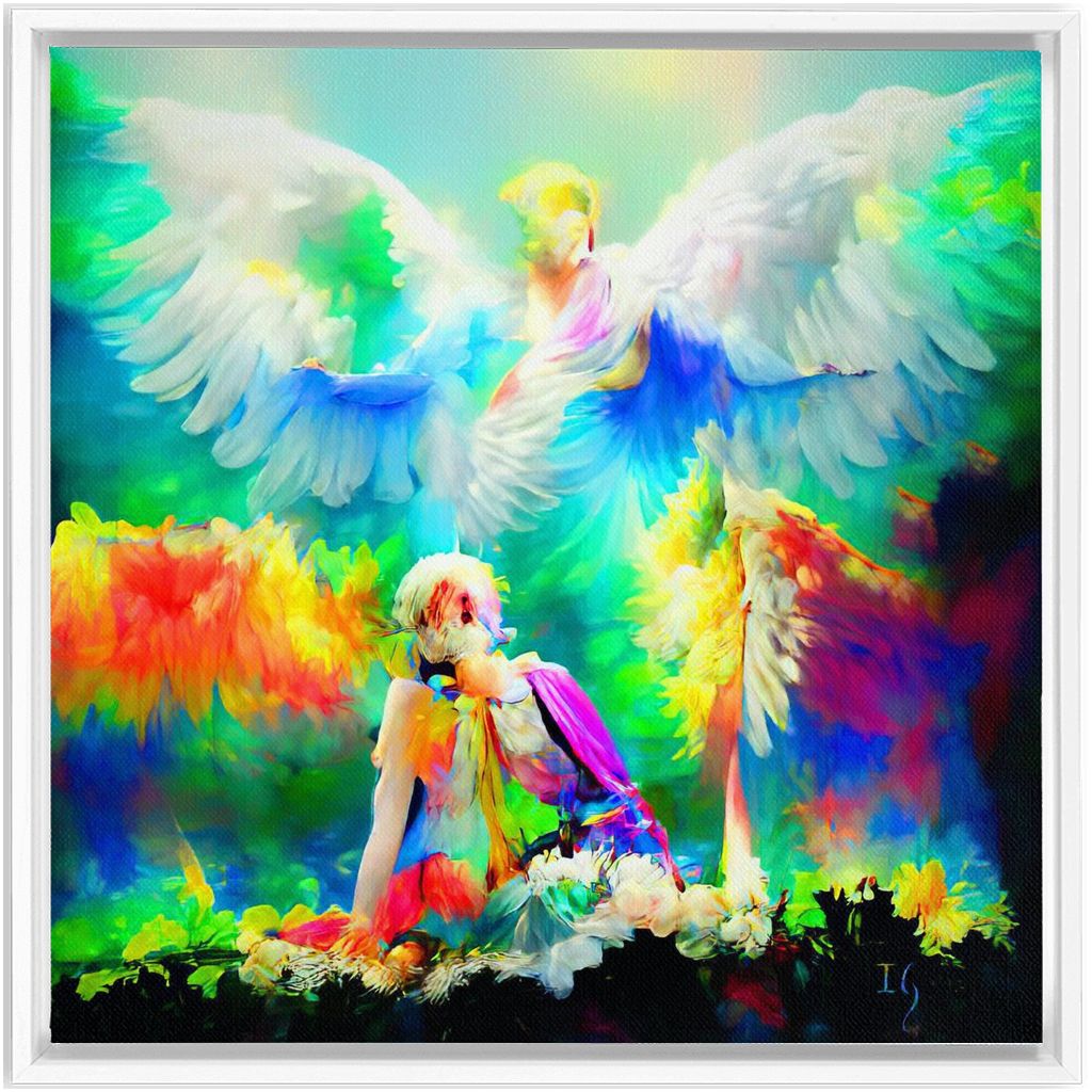 Daniel and the Lions’ Den artwork detail - angel painting canvas print wall art