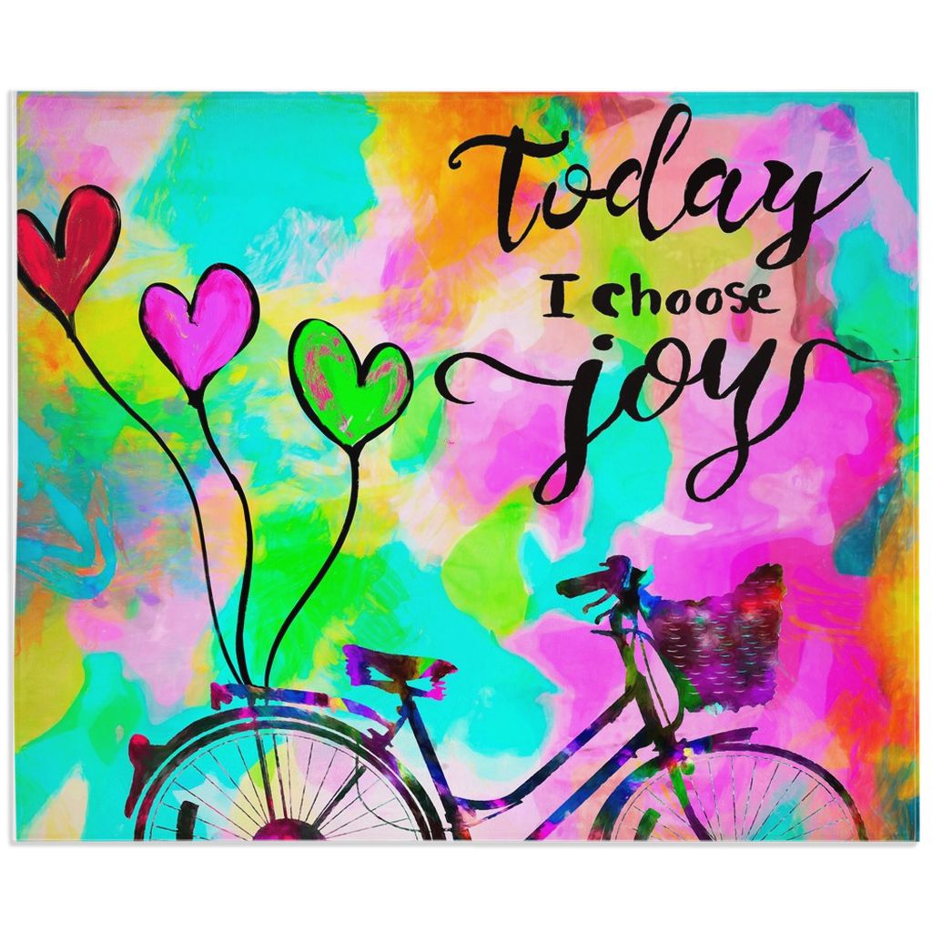 Today I Choose Joy Minky Blankets canvas print in room setting - christian blanket by Ivan Guaderrama