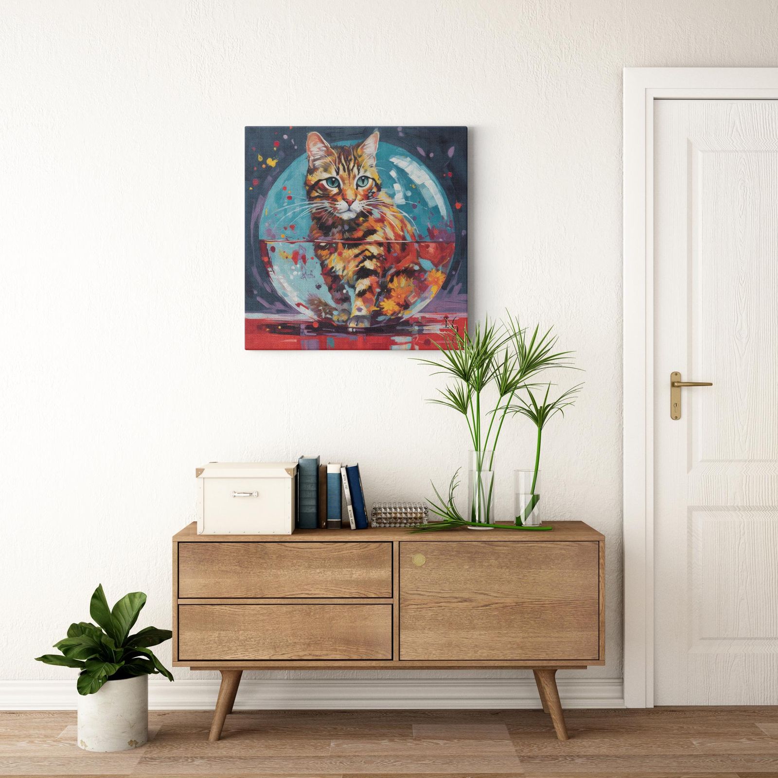 Defying the Rules artwork detail - colorful pet portrait art wall art