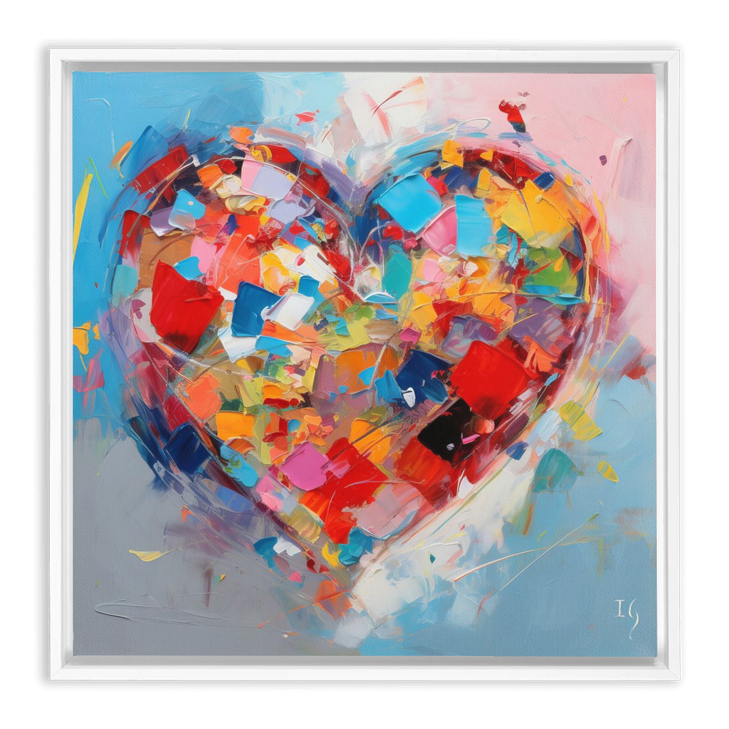 Expressive Love artwork detail - heart painting canvas print wall art