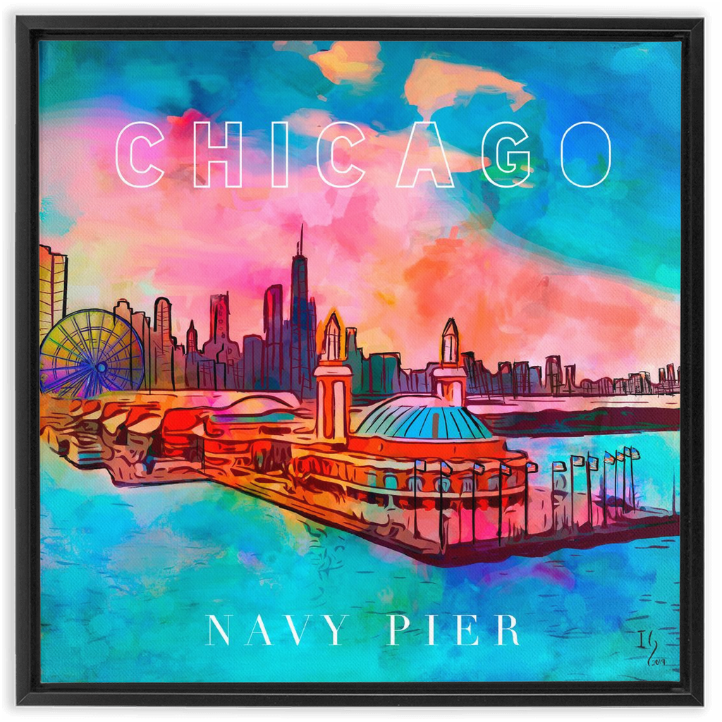 Navy Pier Chicago artwork detail - commission art canvas print wall art