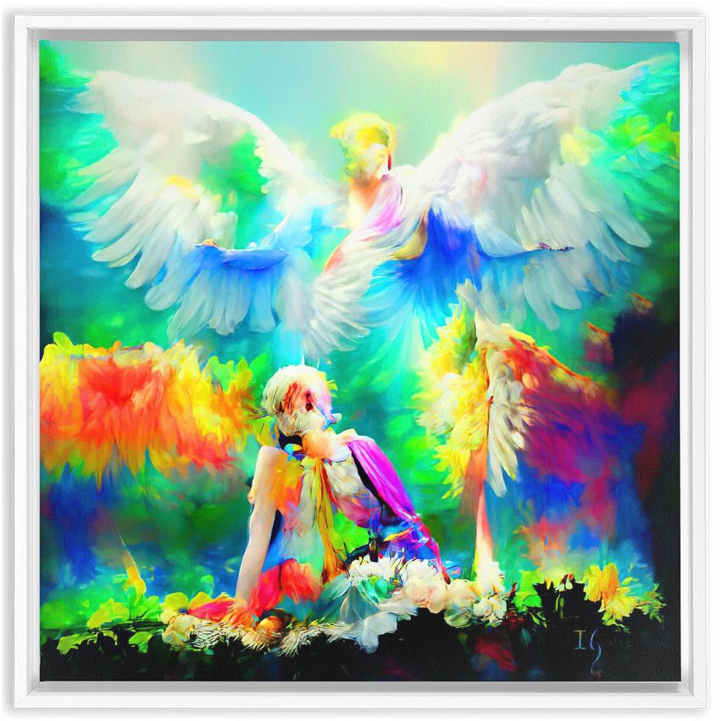 Daniel and the Lions’ Den artwork detail - angel painting canvas print wall art