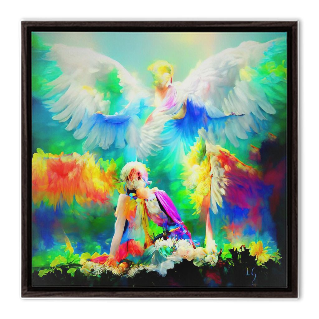 Daniel and the Lions’ Den - angel painting canvas print by Ivan Guaderrama