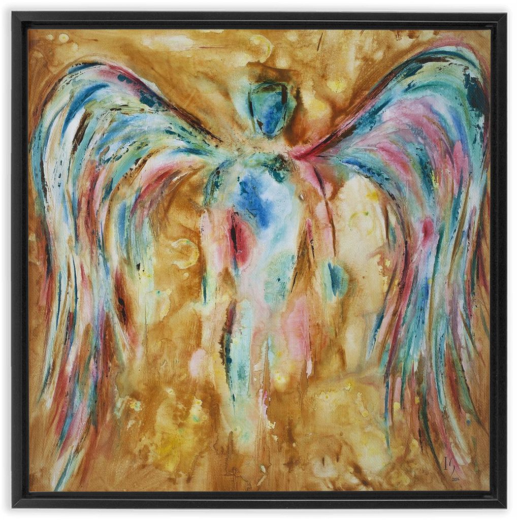 Golden Angel artwork detail - interactive canvas print that comes alive with mobile app wall art