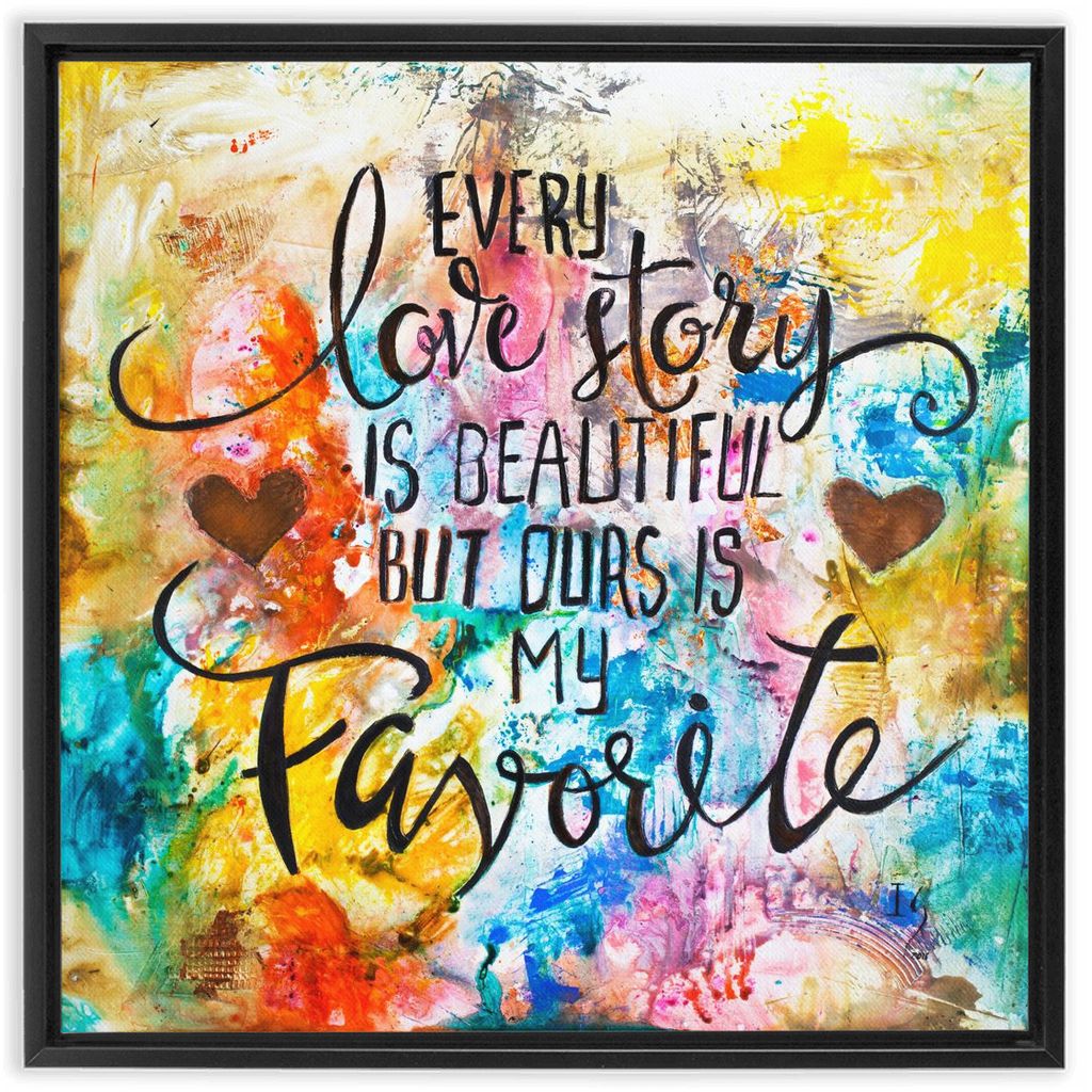 Love Story artwork detail - heart painting canvas print wall art