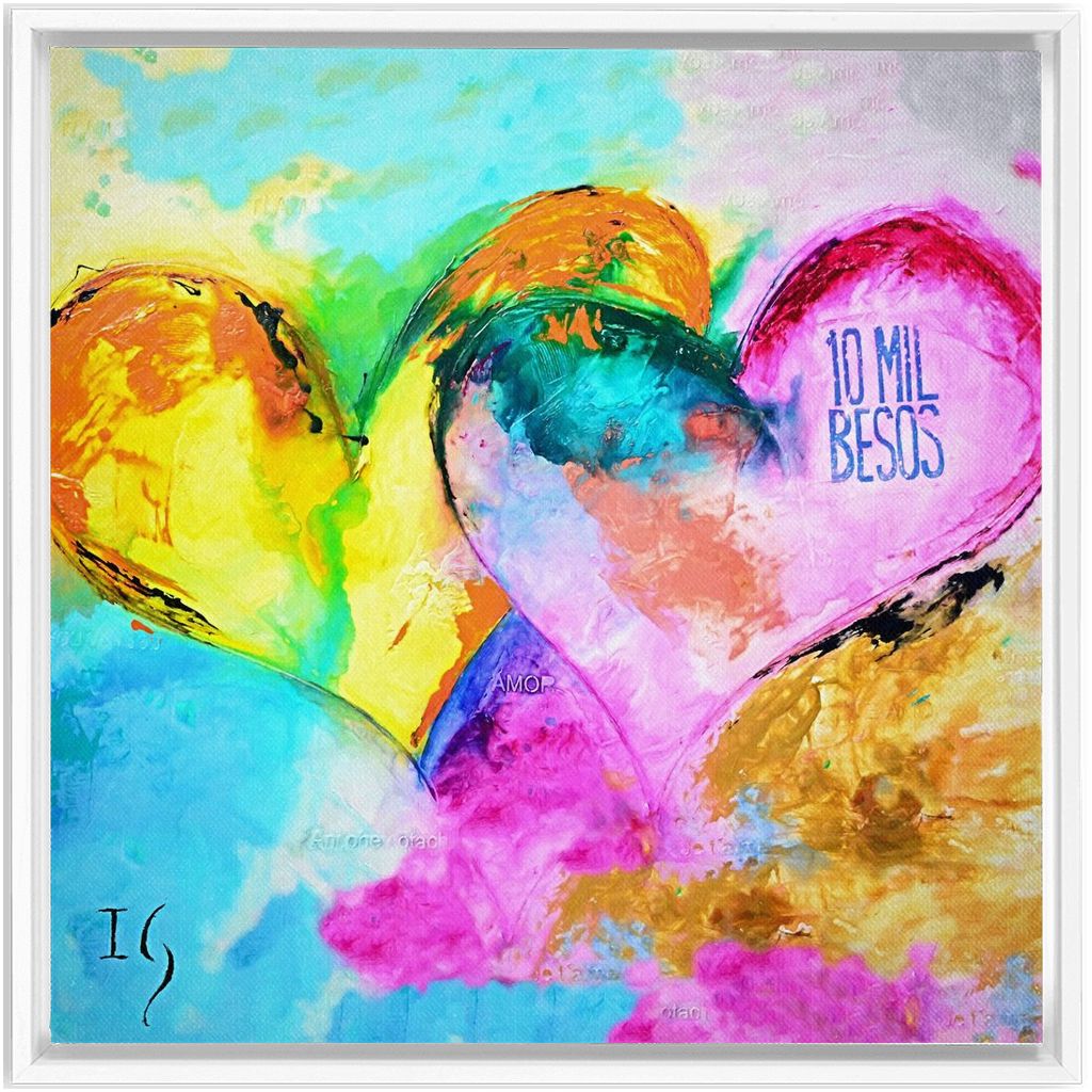 10 mil besos artwork detail - heart painting canvas print wall art
